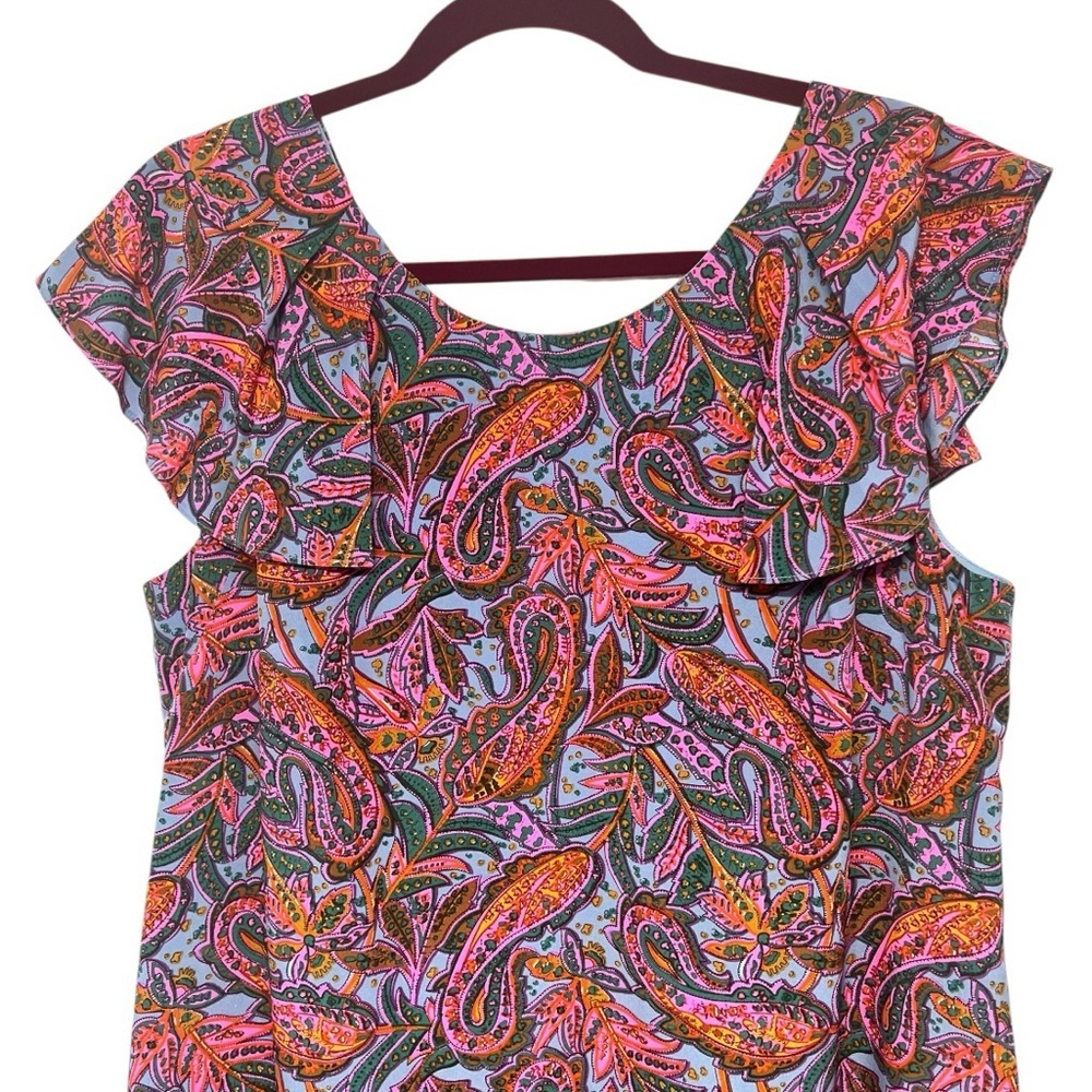 J. Crew Silk Paisley Flutter Sleeve Short Shift Dress Women’s 12 - Picture 4 of 10